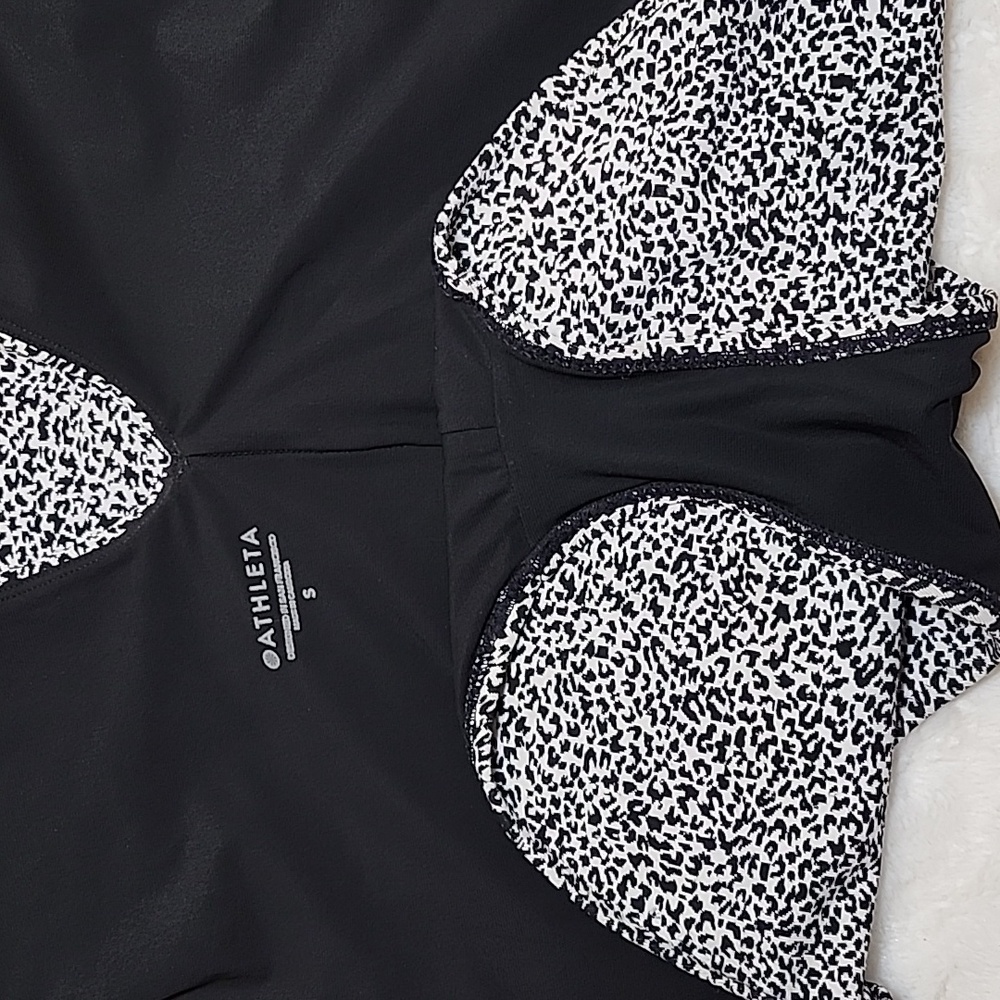 Athleta One Piece Swimsuit Medium M Black White Seychelles Jacquard Vneck - Picture 13 of 16